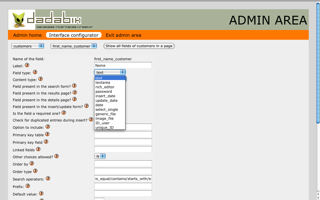 Create your Web database applications with DaDaBIK /img/01_dadabik_admin2.png