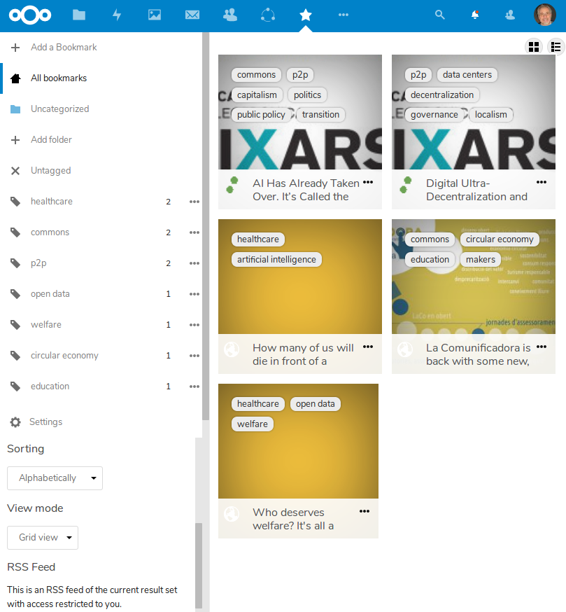 NextCloud 16 review /img/figure-06-nextcloud-bookmarks.png