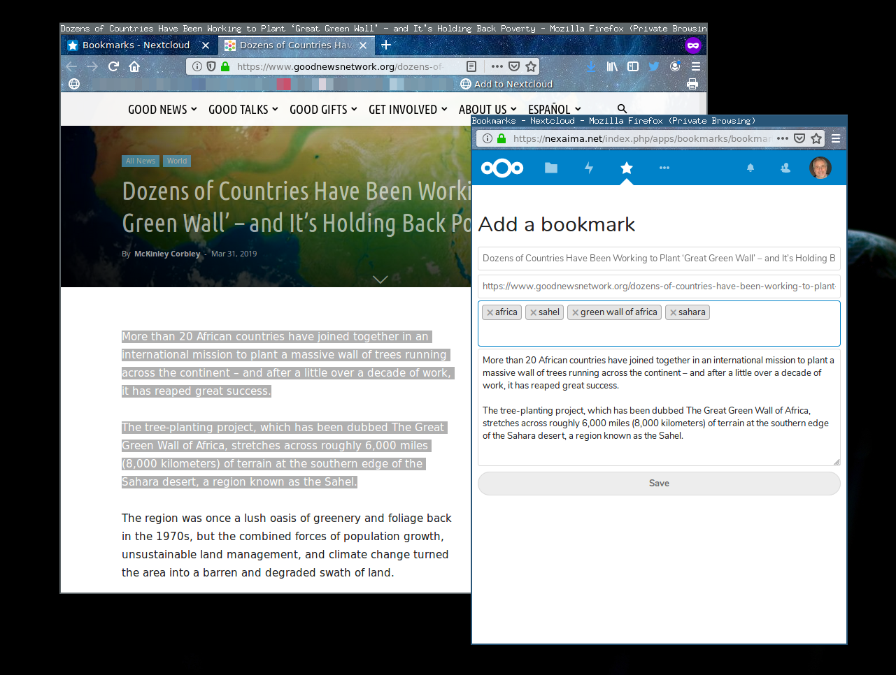 NextCloud 16 review /img/figure-07-nextcloud-bookmarklet.png