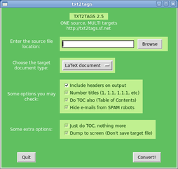 How to transform (almost) plain ASCII text to Lulu-ready PDF files, part 1 /img/figure_01_txt2tags_gui.png