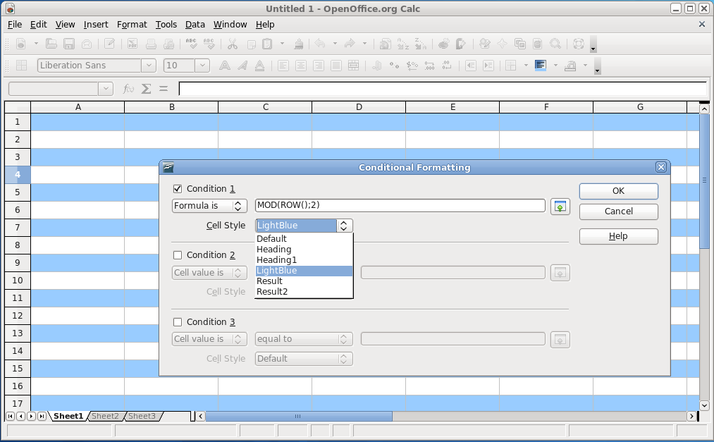 How to quickly apply color schemes to a spreadsheet with OpenOffice or LibreOffice /img/ooocalc_color_every_other_row1.png