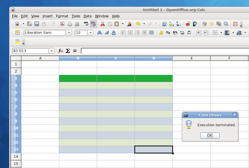 How to quickly apply color schemes to a spreadsheet with OpenOffice or LibreOffice /img/table_colored_Color2rows.png